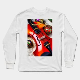 Beautiful Brouque Violin With Lovely Christmas Ornaments Long Sleeve T-Shirt